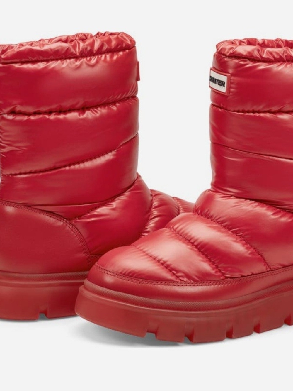 Hunter WOMEN Red Quilted Puffer Snow Boots